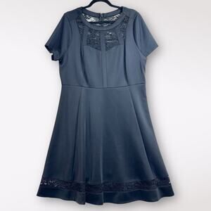 Lane Bryant 18/20 Dress Lace Cutout Sexy Goth Midi Black Formal‎ Wedding Event